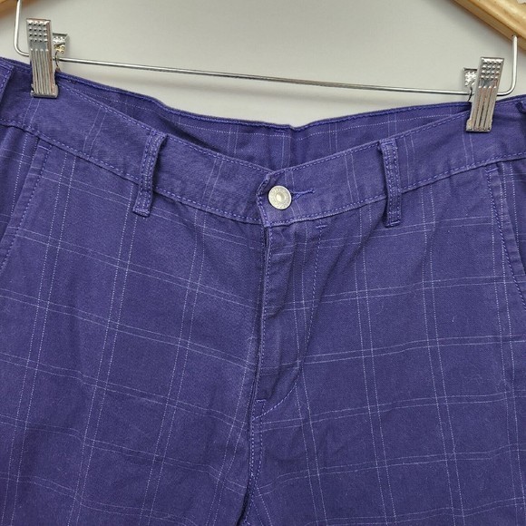 Levi's 666 Flat Front Striped Mid Rise Chino Short Blue Size 34 - Picture 2 of 5